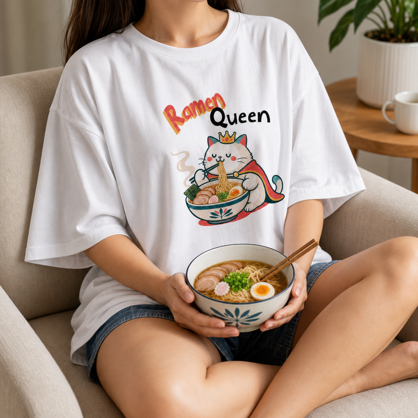Ramen Queen Cat Graphic Tee